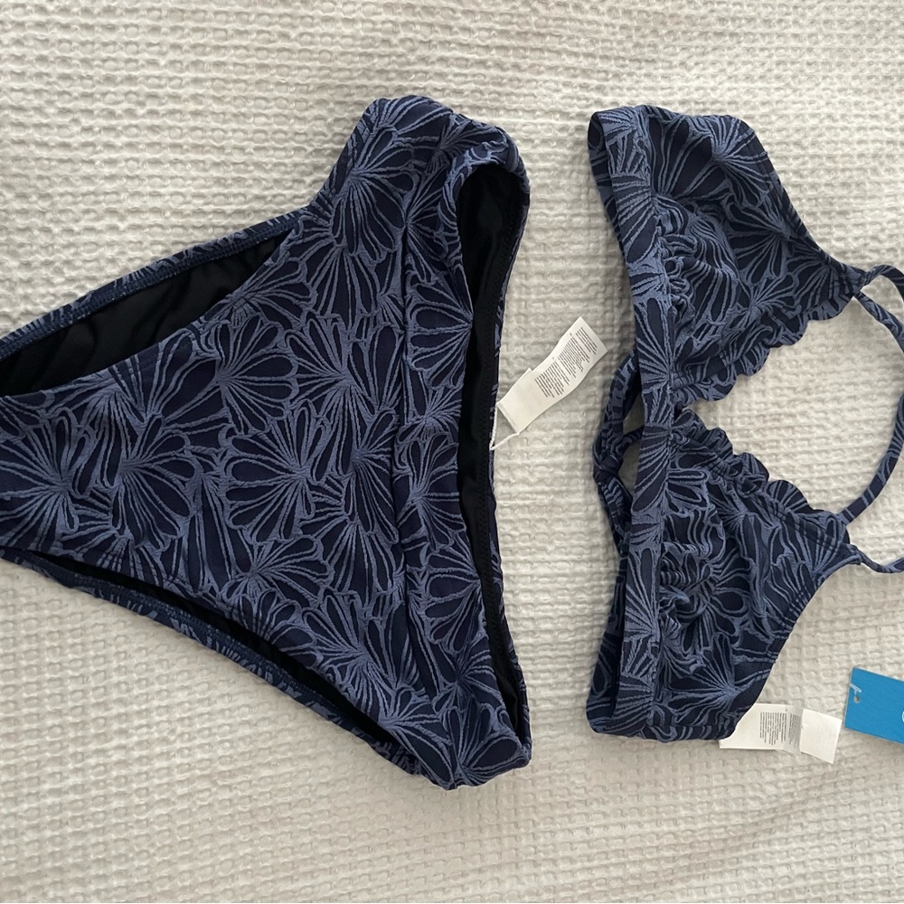 Floral Bikini Set in Navy and Black
